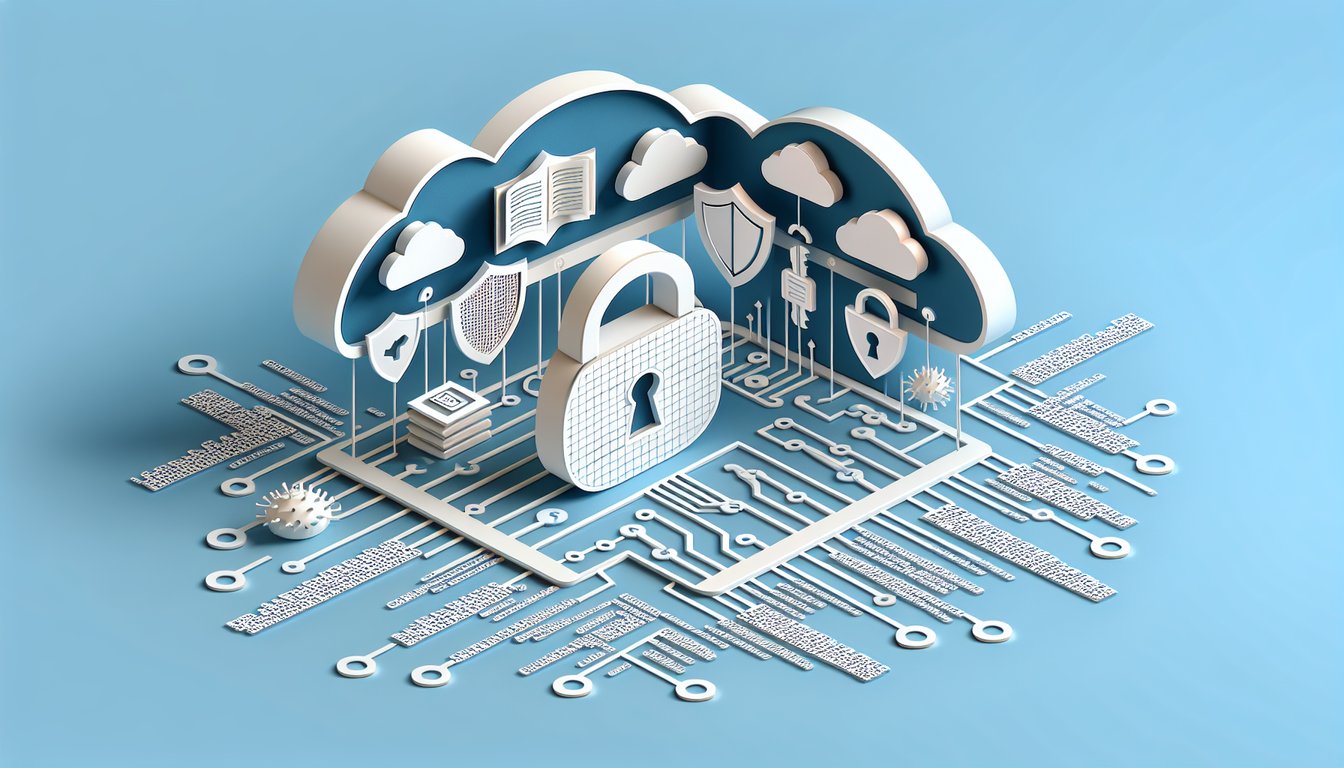 Paper art shield with lock data icons on sky blue background for quiz on full disk encryption and MIS Chapter 8 security