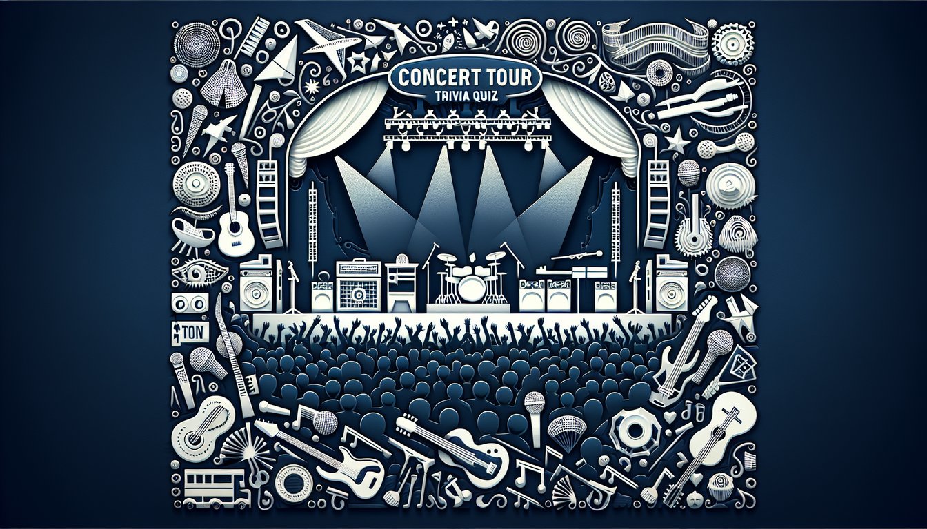 Colorful paper art depicting various musical instruments for Concert Tour Trivia Quiz.
