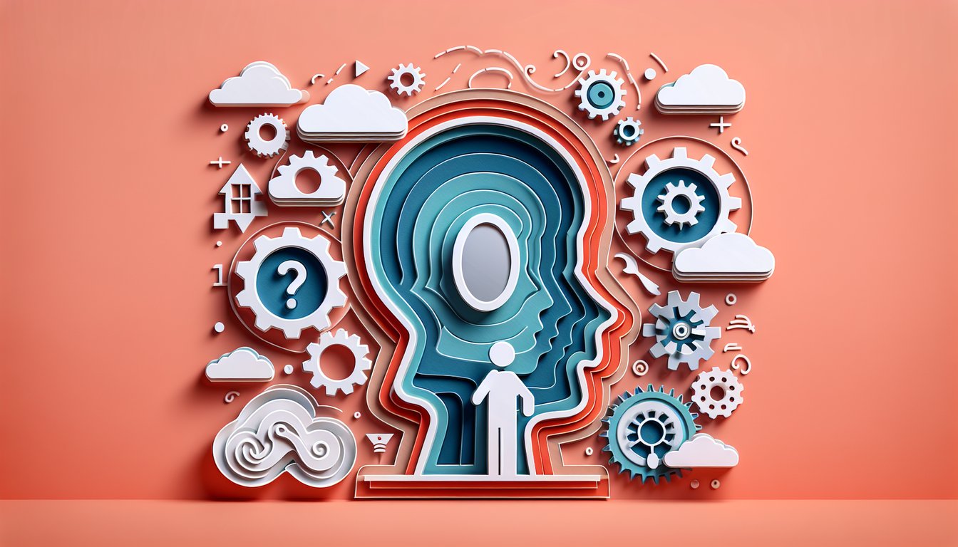 Paper art illustration for Big Bang Theory personality quiz on coral background