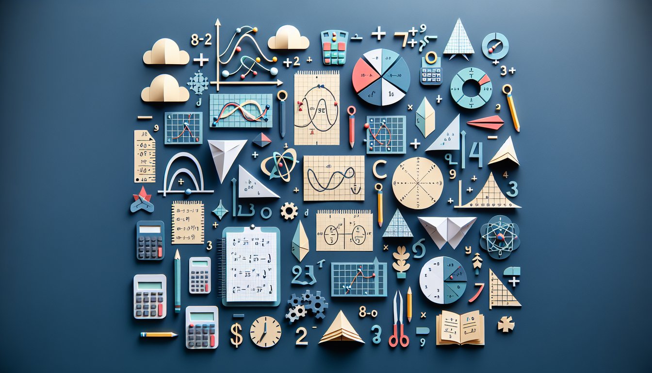 Colorful paper art promoting Function Graph Frenzy, a high school math quiz.