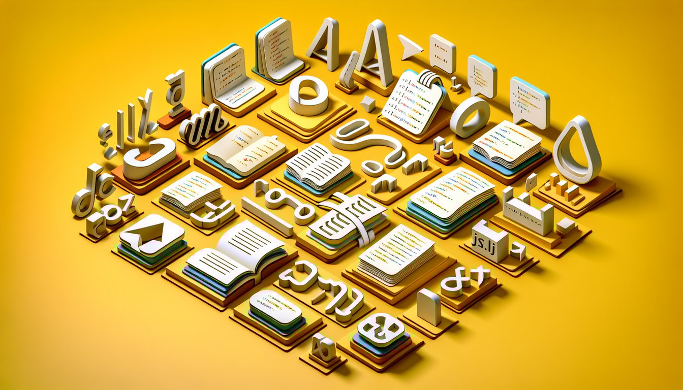 paper cutout quiz banner depicting looping arrows Java code symbols and question marks on golden yellow background
