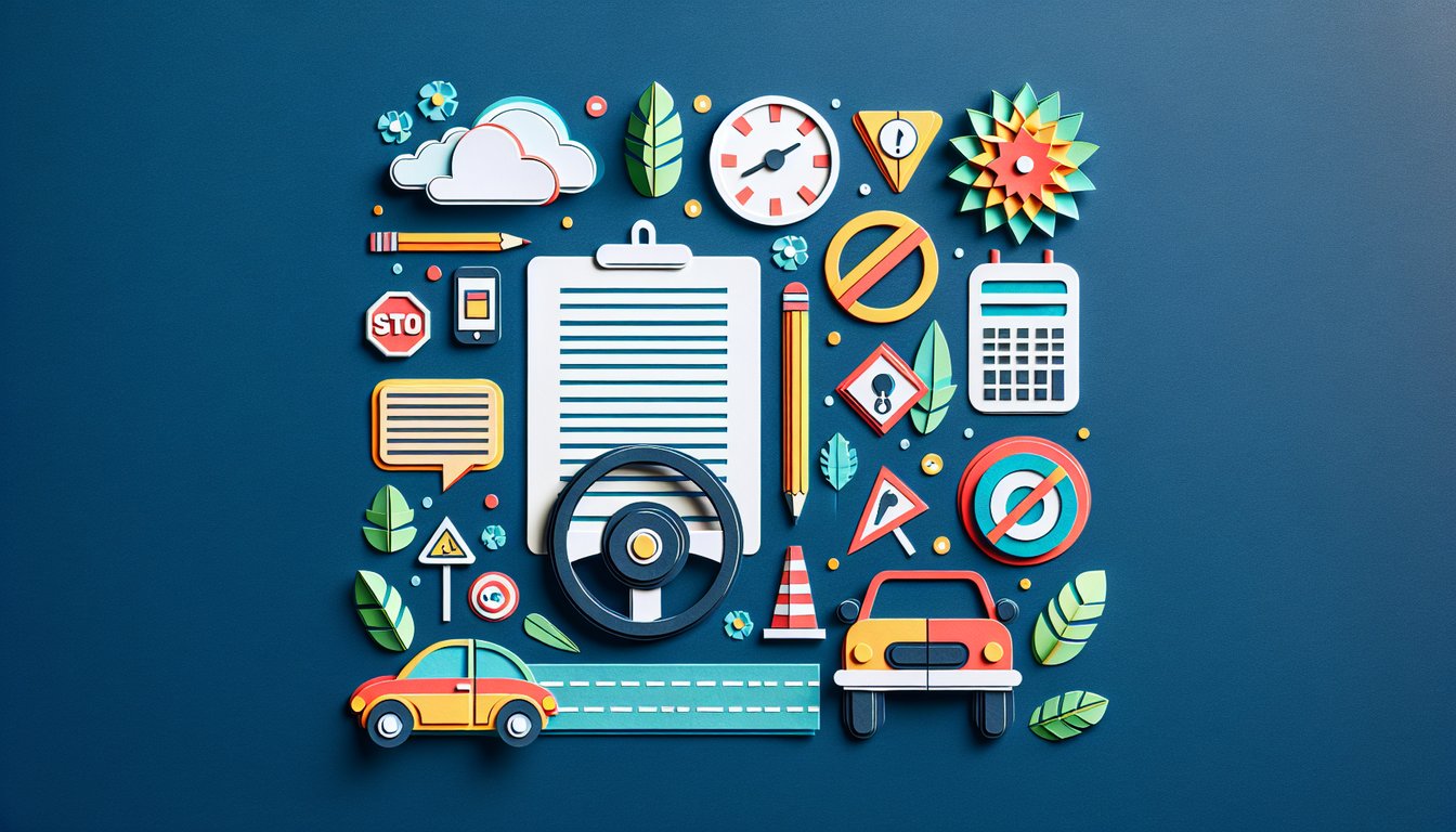 Colorful paper art promoting Drive Smart Module 3, a road safety quiz for teen drivers.
