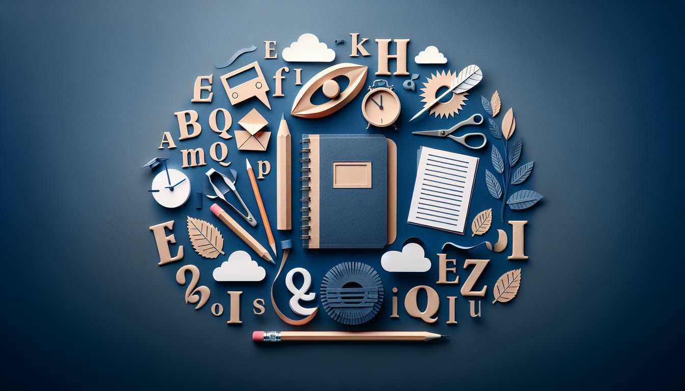 Colorful paper art depicting elements related to English Present Simple and Continuous Quiz