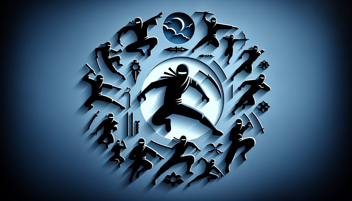 Paper art illustration for Ninjago personality quiz on a dark blue background