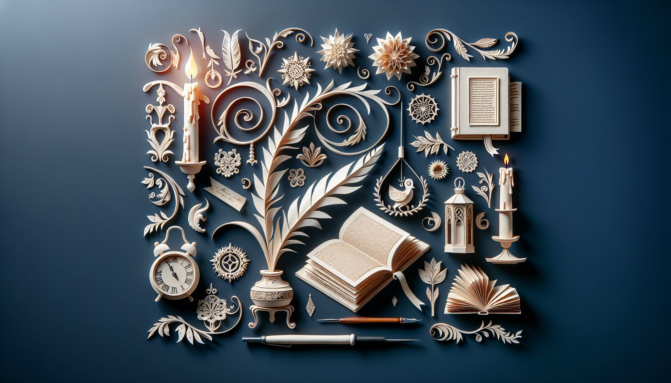 Colorful paper art promoting Romanticism Reality Check quiz for high school literature students.