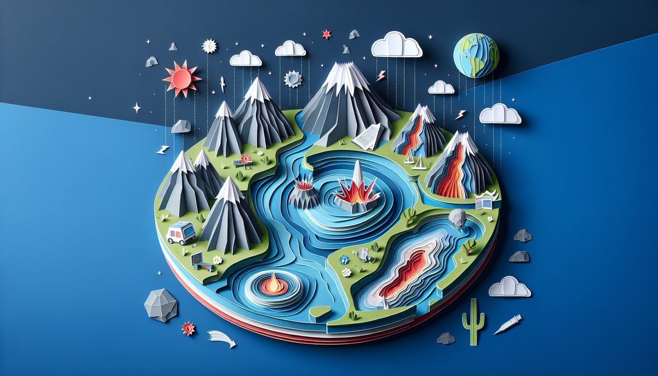 Colorful paper art promoting Plate Tectonics Pop Quiz for high school students.