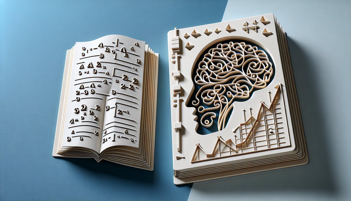 Paper art illustration promoting a free factoring polynomials quiz on a sky blue background