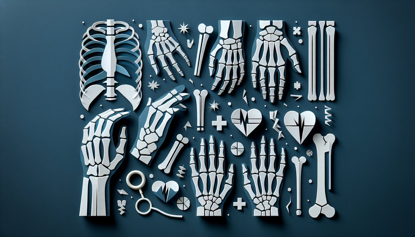 Colorful paper art depicting elements related to X-Ray Fracture Identification Quiz.