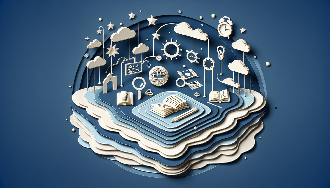 Paper art illustration for heteroflexible quiz on dark blue background