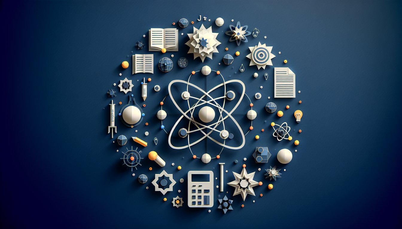 Colorful paper art promoting an engaging Atomic Structure Showdown chemistry quiz.