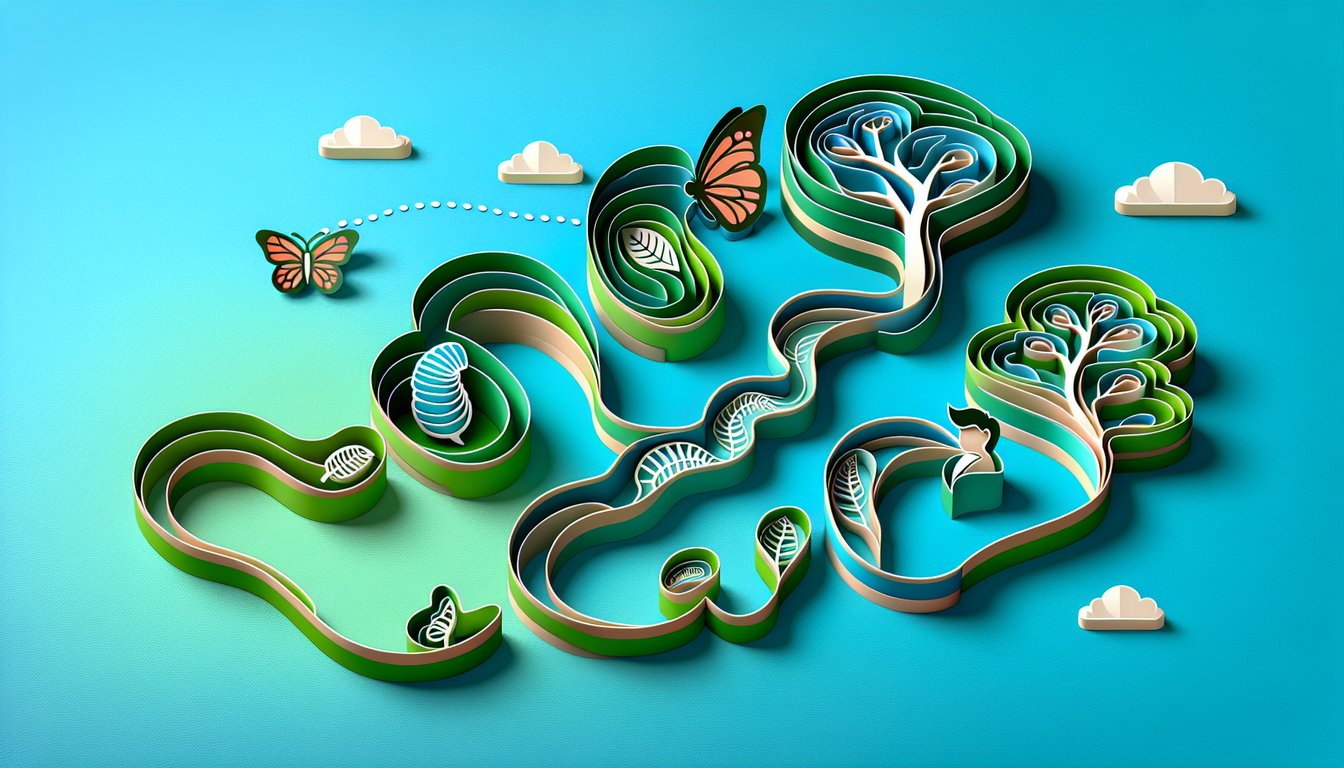 Paper art illustration for emotional maturity level quiz on a teal background