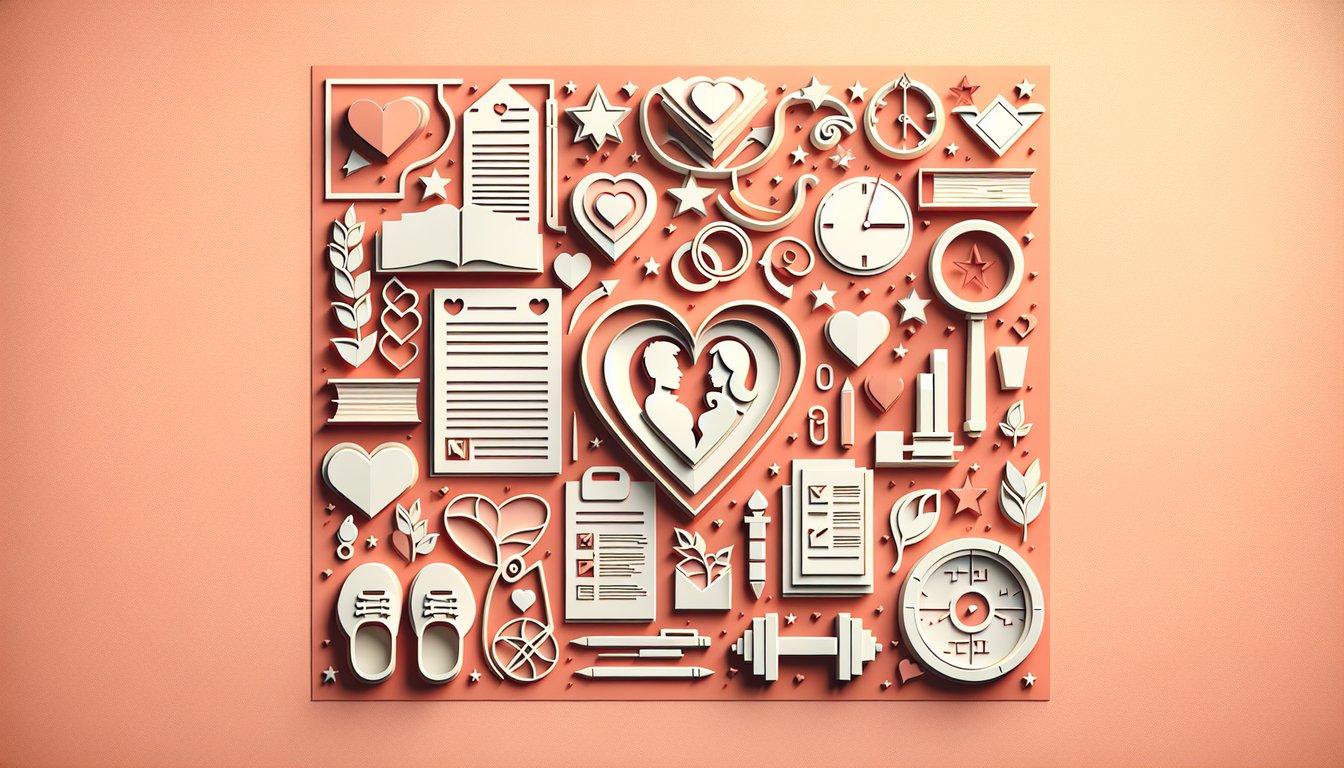 Paper art illustration for a personality quiz about discovering your dream male celebrity crush on a coral background.
