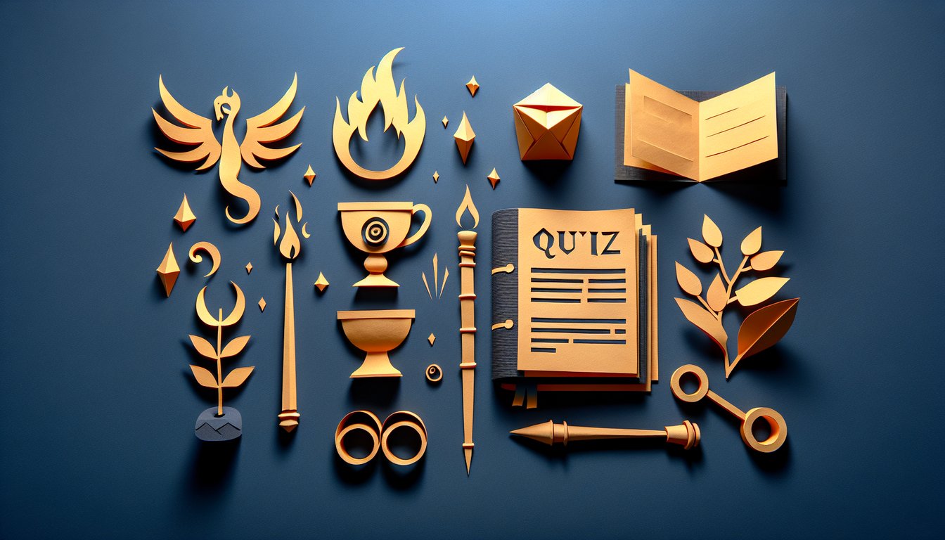 Paper art promoting Goblet of Fire Challenge, a Harry Potter themed trivia quiz for students.