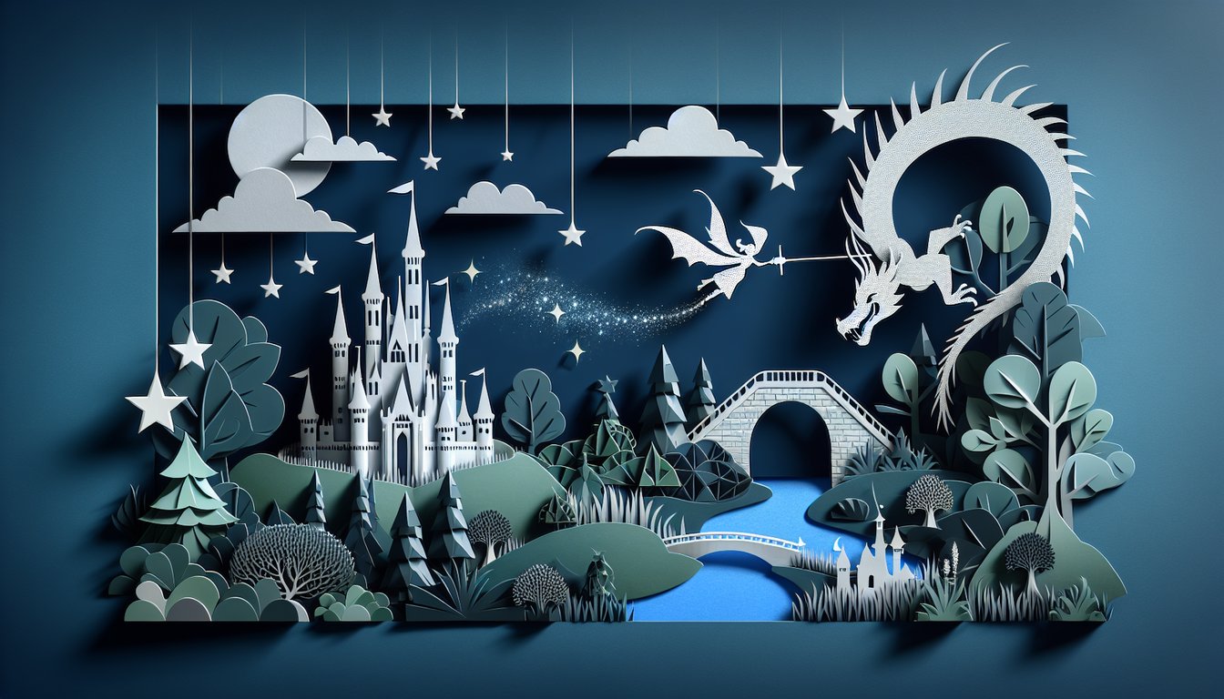 Paper art illustration for Shrek movie trivia quiz on dark blue background