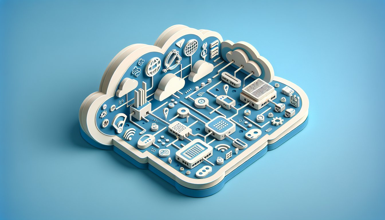 Paper art illustration for CCENT practice quiz on sky blue background showing TCP IP OSI model routing icons and challenge