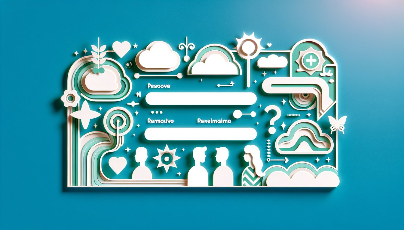 Paper art illustration for a personality quiz to reveal your future girlfriends name on a teal background.