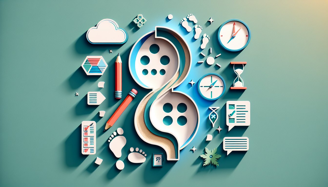 Paper art illustration of layered skull hourglass and question mark shapes on teal background suggesting fate quiz