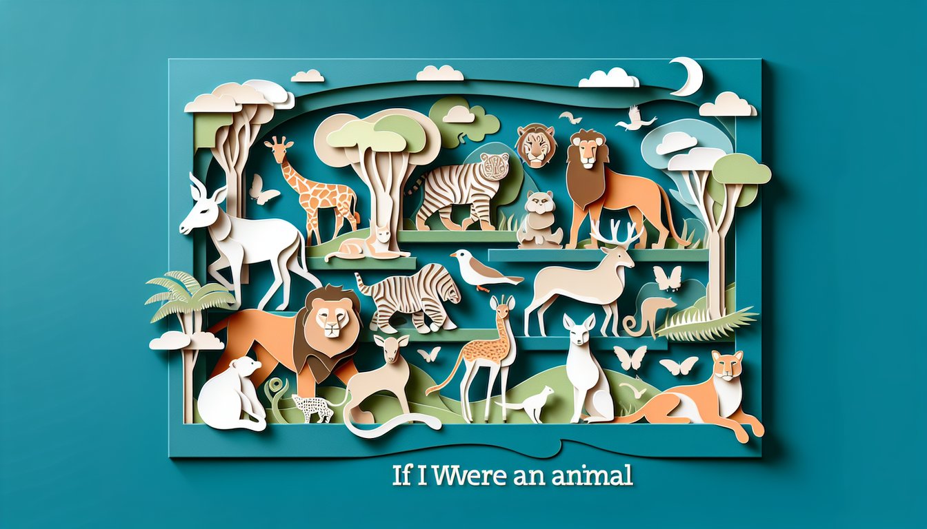 Paper art animals on teal background for free quiz to find which creature matches your personality and animal spirit