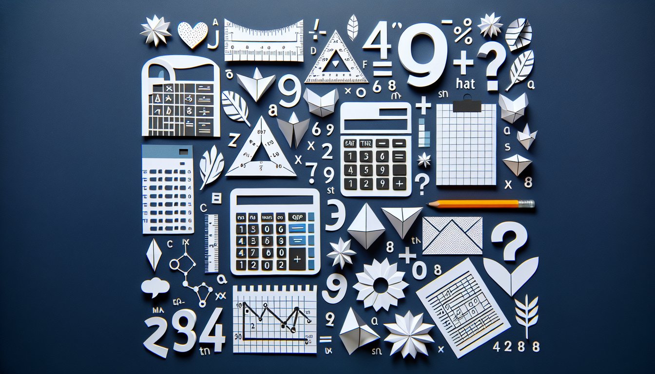 Colorful paper art displaying a quiz on SAT Math Practice Test