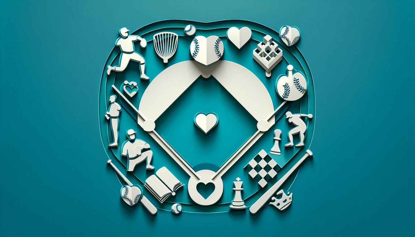 Paper art baseball bat glove ball scoreboard on teal invites quiz on what your position says about your personality