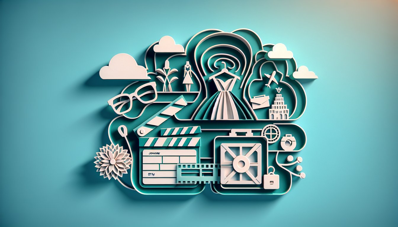 Paper art illustration showing quiz title test your Bethany Mota knowledge with craft paper figures and teal background
