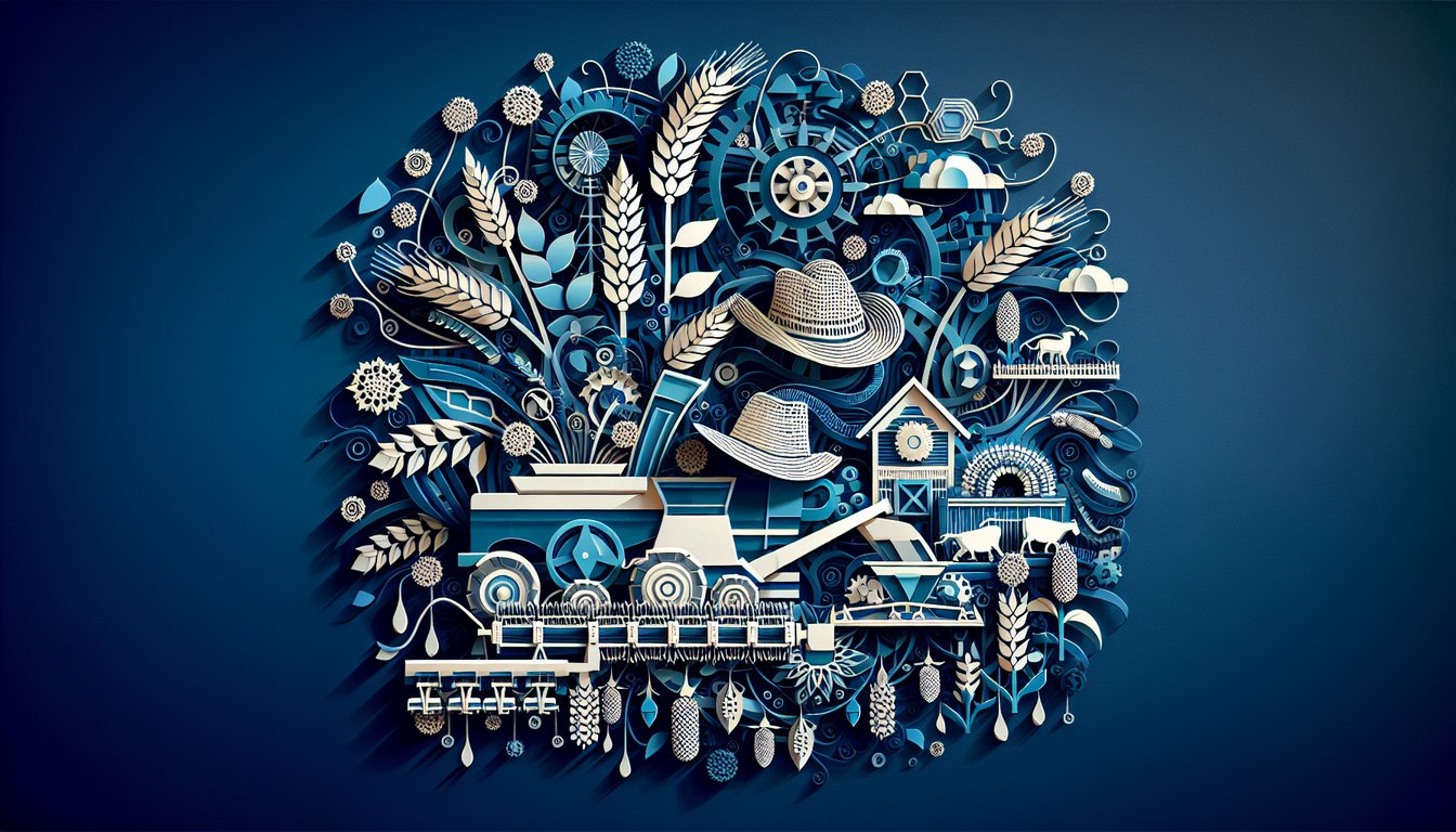 Colorful paper art depicting symbols of agriculture for a knowledge quiz