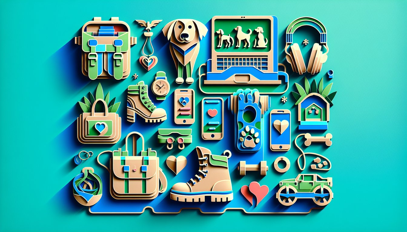 paper art dogs and lifestyle icons float on teal background hinting at a fun quiz to find your perfect pup match