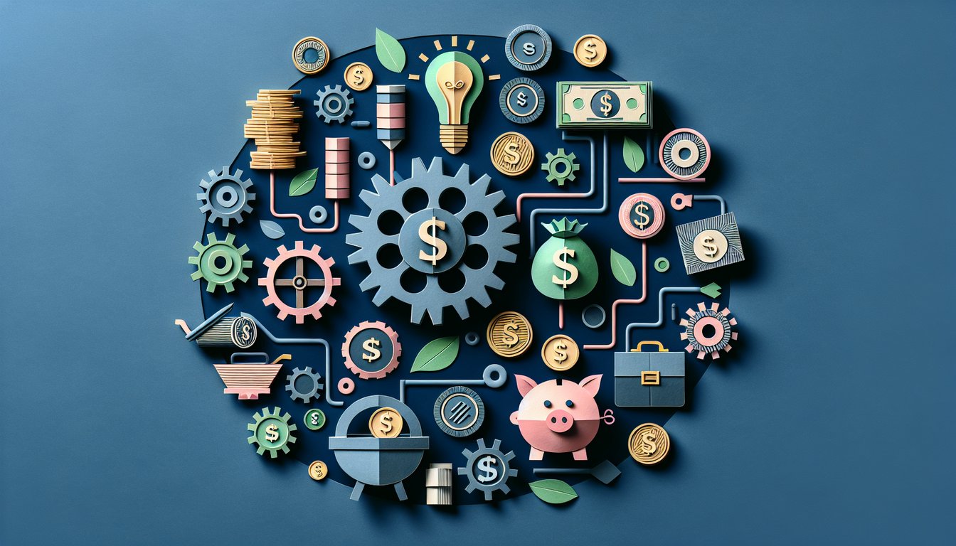 Colorful paper art depicting elements related to Salesforce Wealth Management Process Quiz