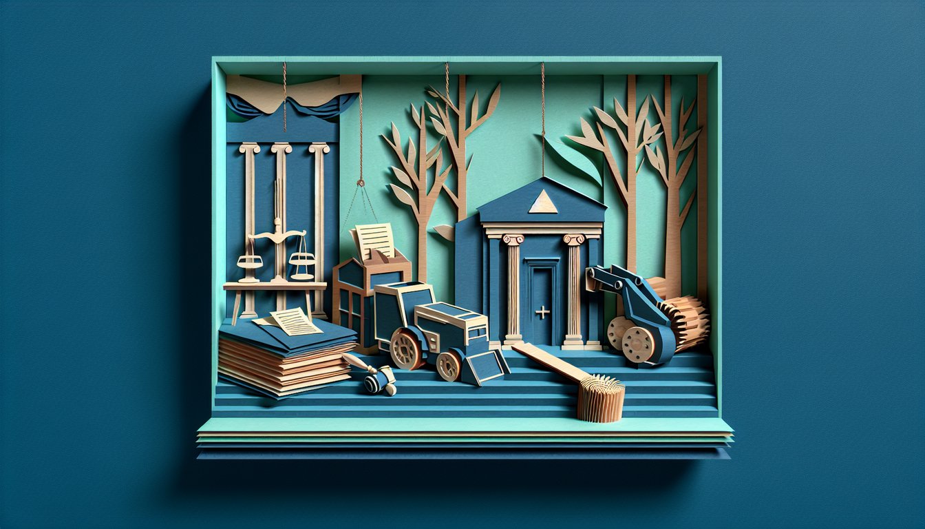 Paper art illustration for free quiz about Test your My Cousin Vinny trivia and Fargo film knowledge on teal background