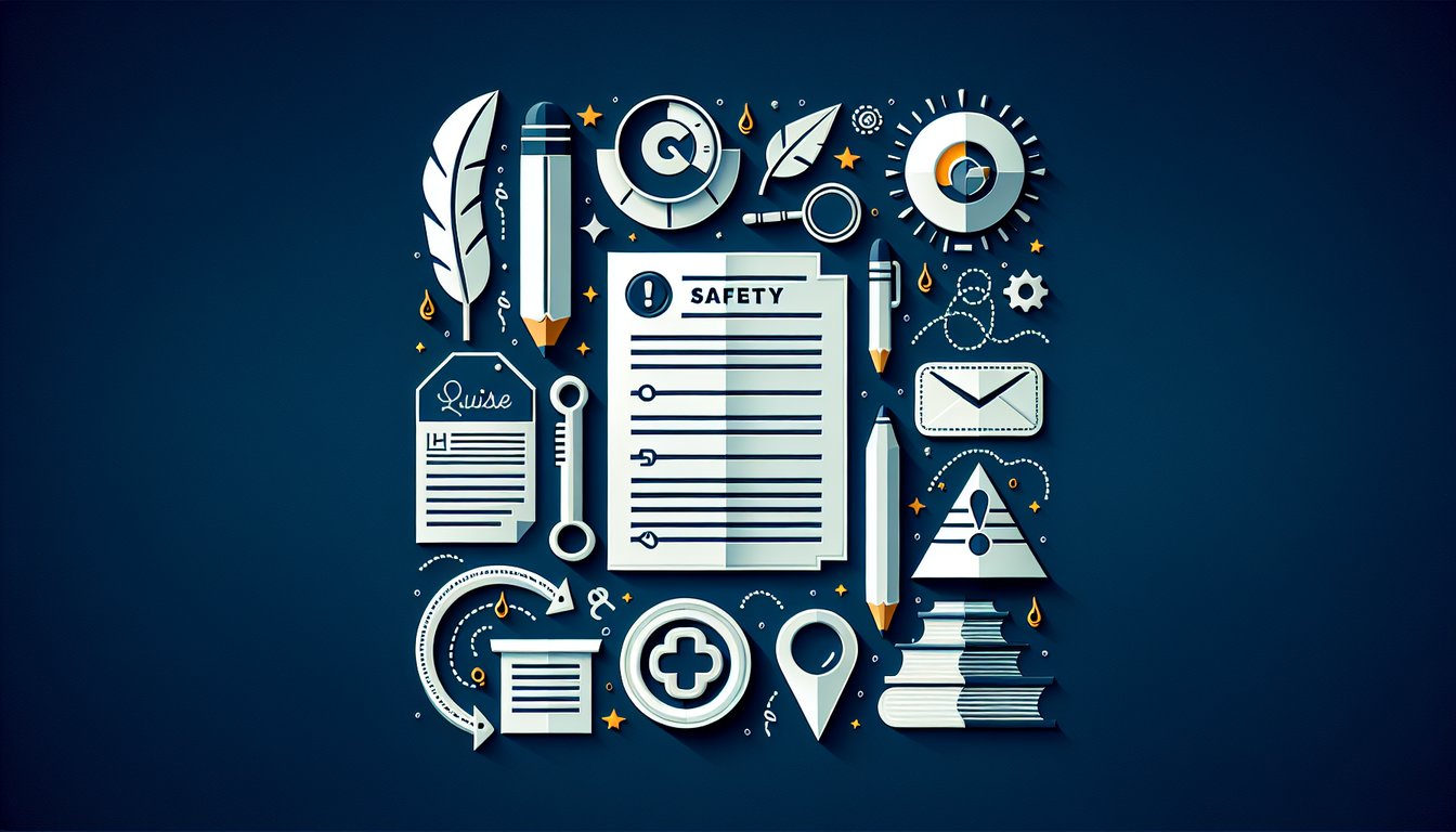 Colorful paper art promoting a fun quiz on writing assignment safety