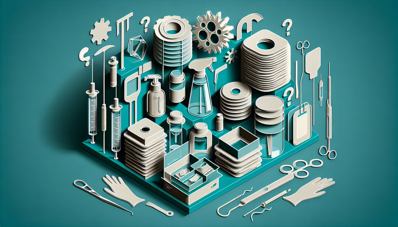 Paper art illustration for a ProProfs sterile processing quiz on a teal background