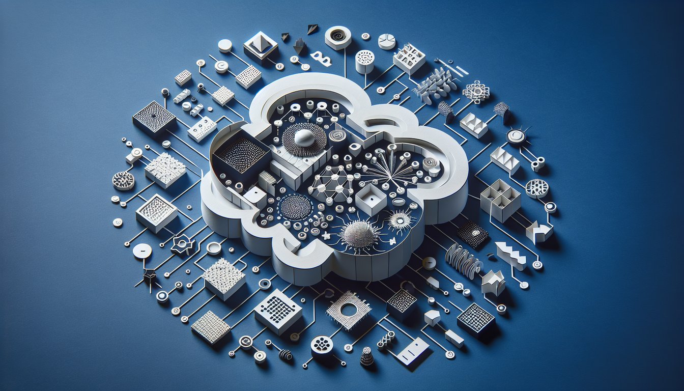 3D voxel art showcasing the concept of Machine Learning course.