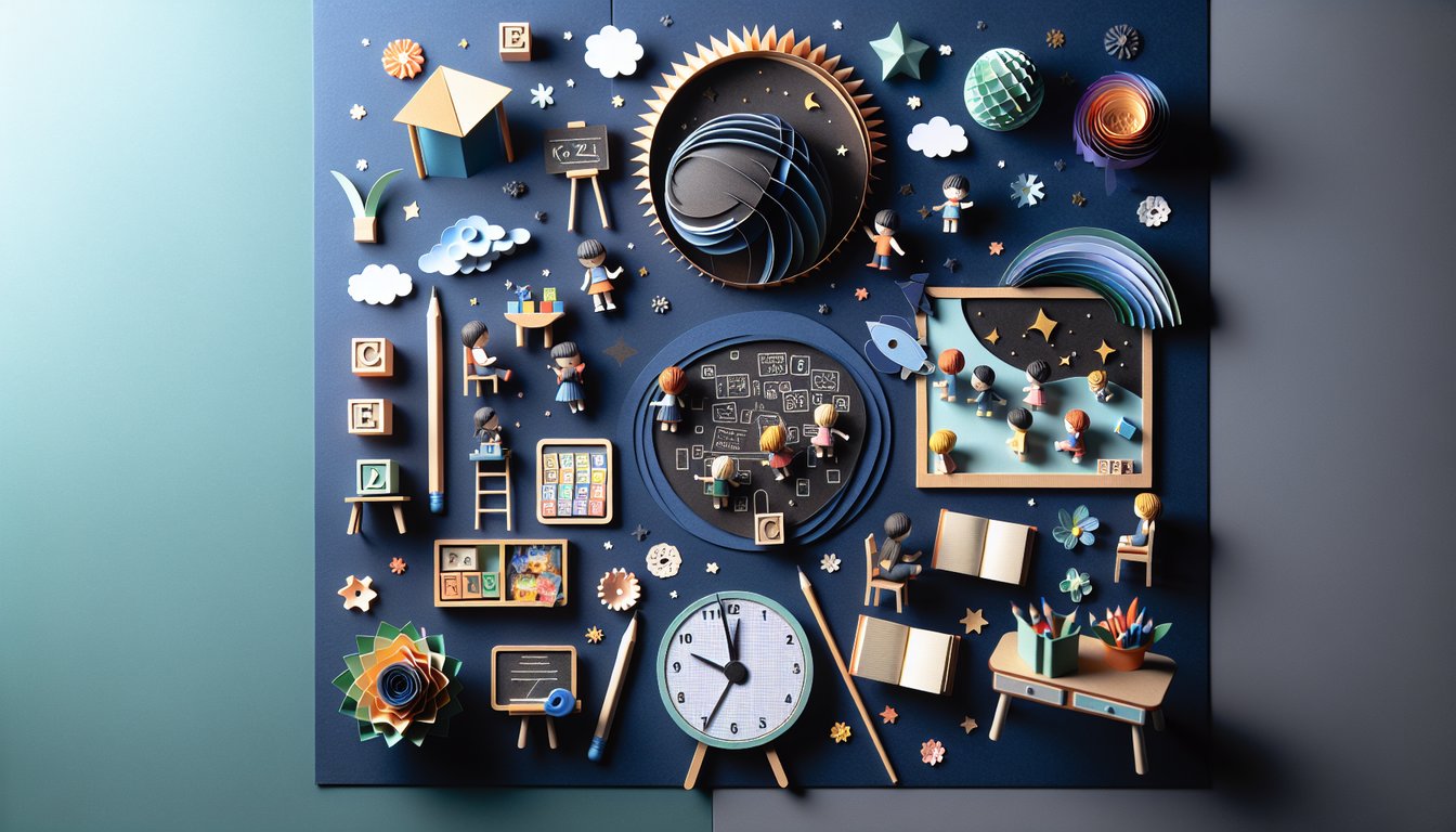 Colorful paper art promoting CDA Exam Bootcamp, an interactive quiz for early childhood educators.
