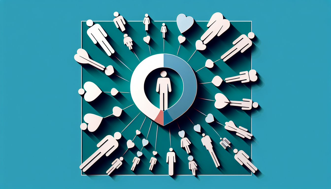 Paper art illustration for quiz about discovering your romantic magnetism on a teal background