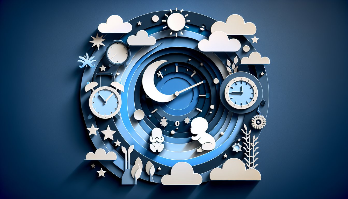 Paper art illustration for a birth hour guessing quiz on a dark blue background