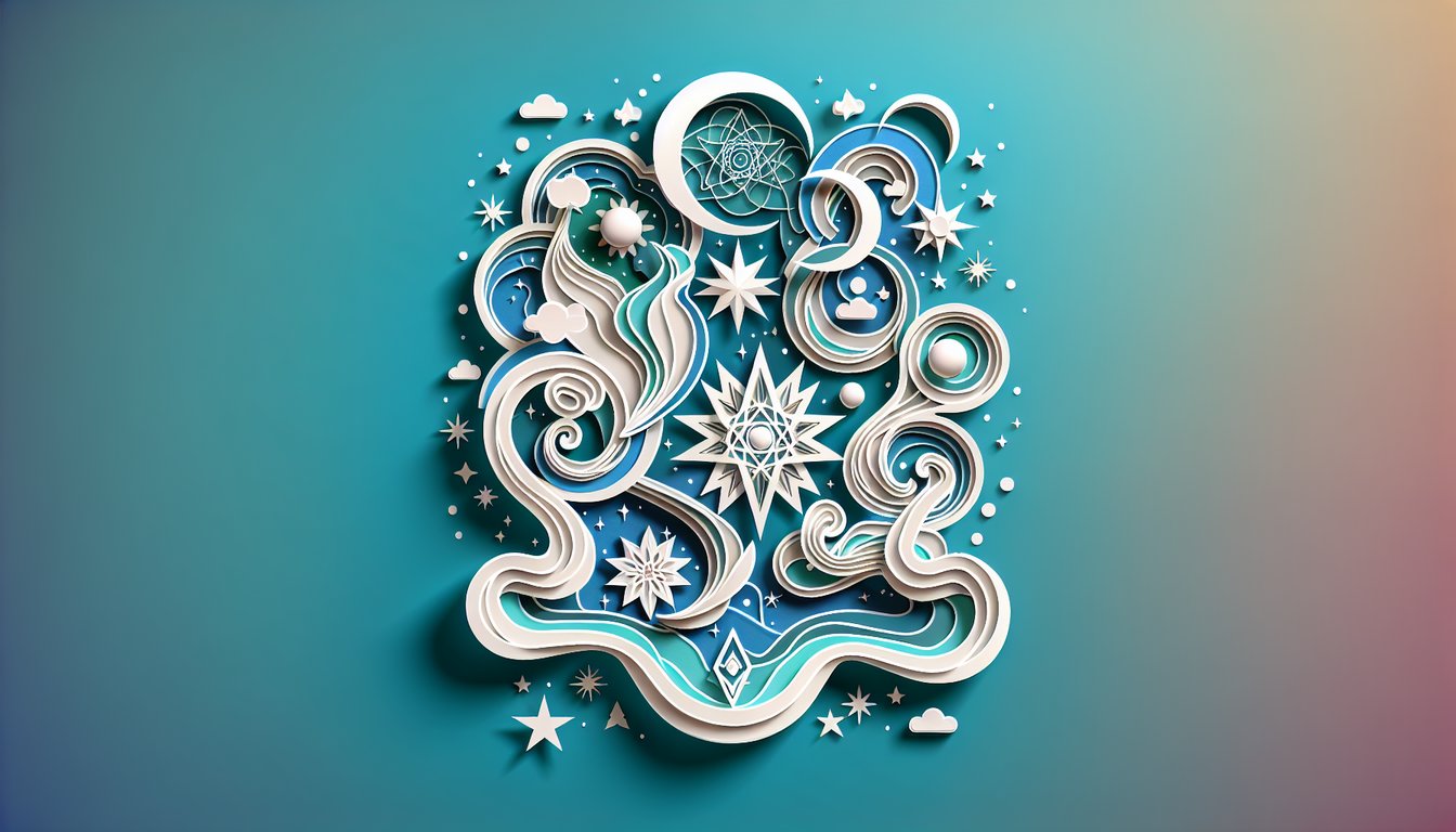 Paper art illustration of magic portals mystical symbols on teal background promoting Doctor Strange personality quiz