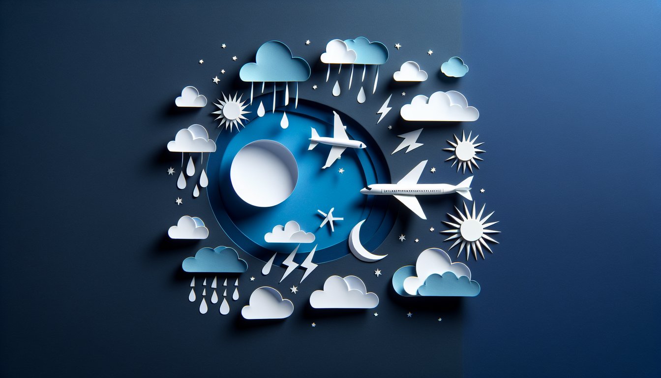 Colorful paper art depicting a quiz on Aviation Weather Proficiency