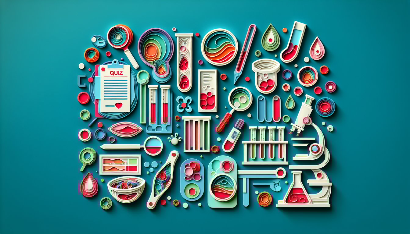 Paper art white blood cells on teal background with quiz title inviting free WBC differential count challenge