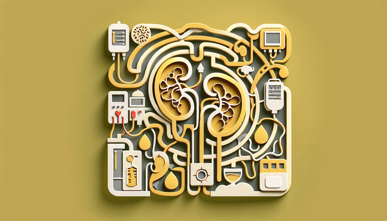 Paper art kidneys stethoscope quiz on golden yellow background free ESRD NCLEX challenge for chronic kidney disease