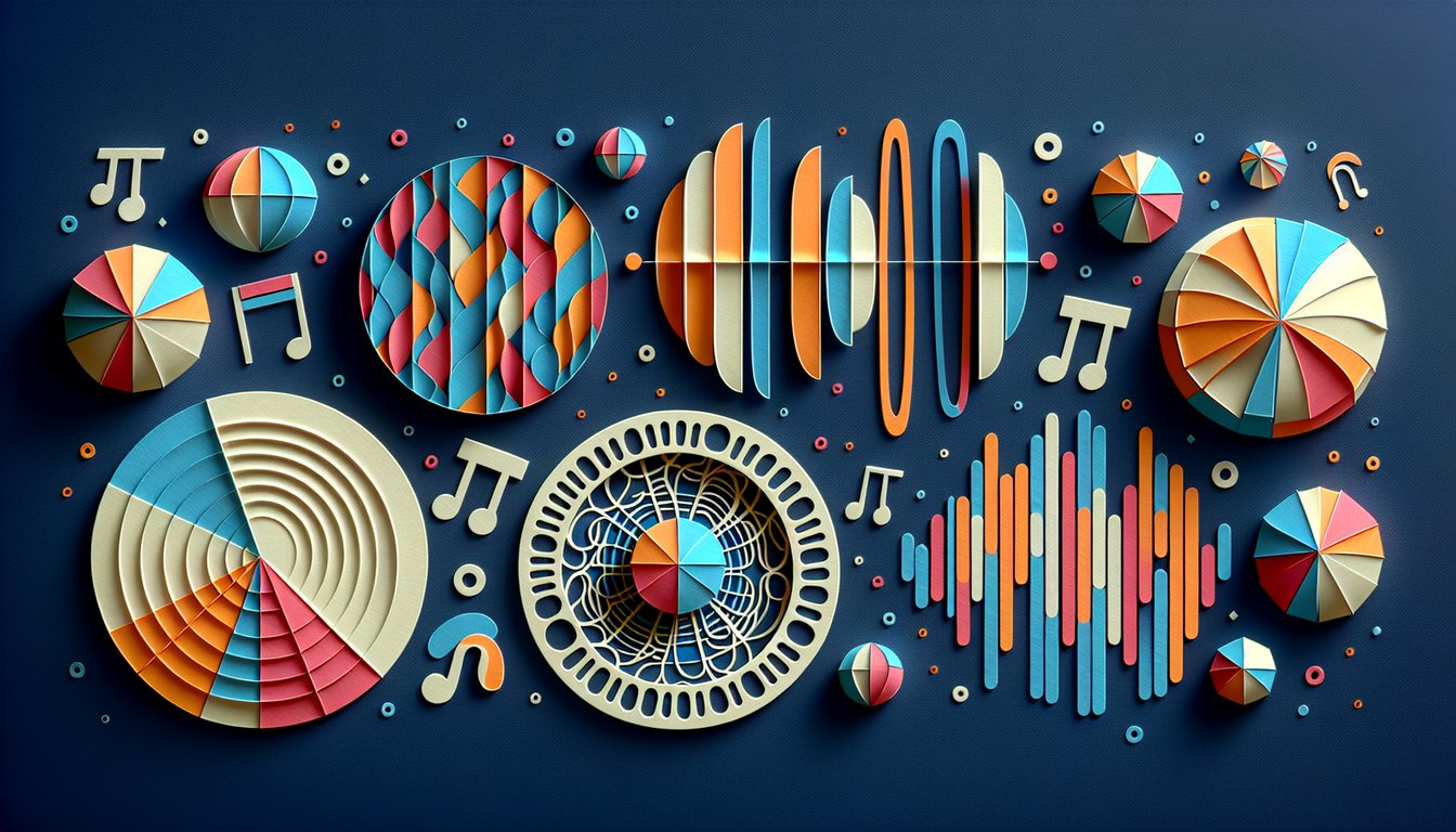 Paper art depicting a trivia quiz blending phonetics, pi-related puzzles for high school students.