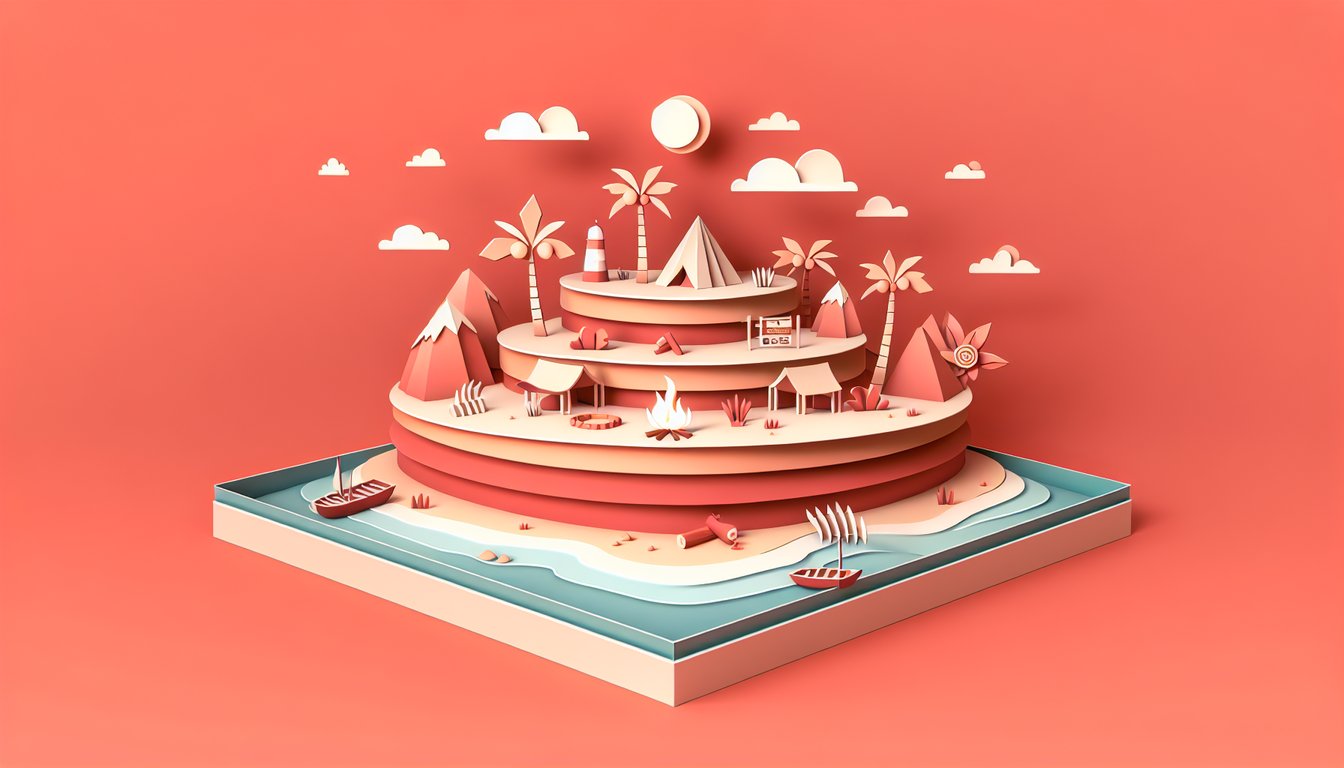 Paper art illustration for Total Drama Island character quiz on a coral background