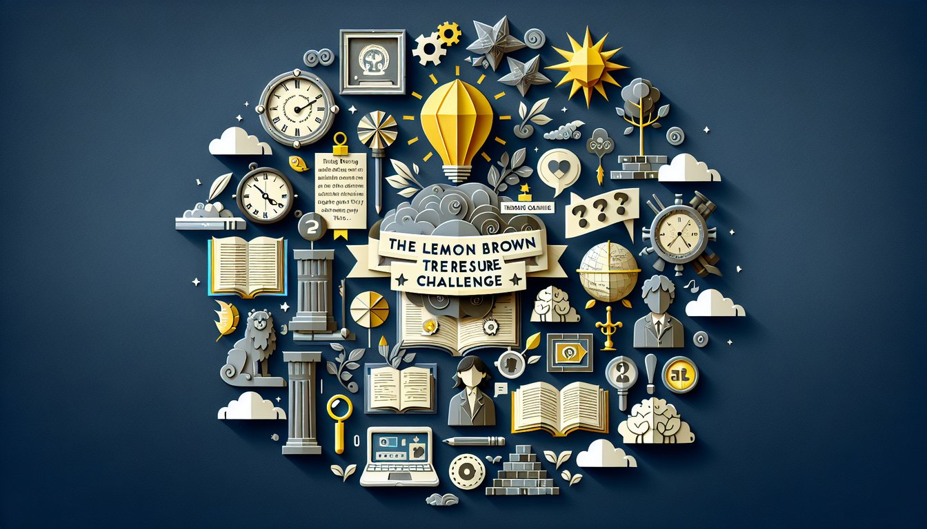 Paper art representing a trivia quiz about The Lemon Brown Treasure Challenge for middle school students.