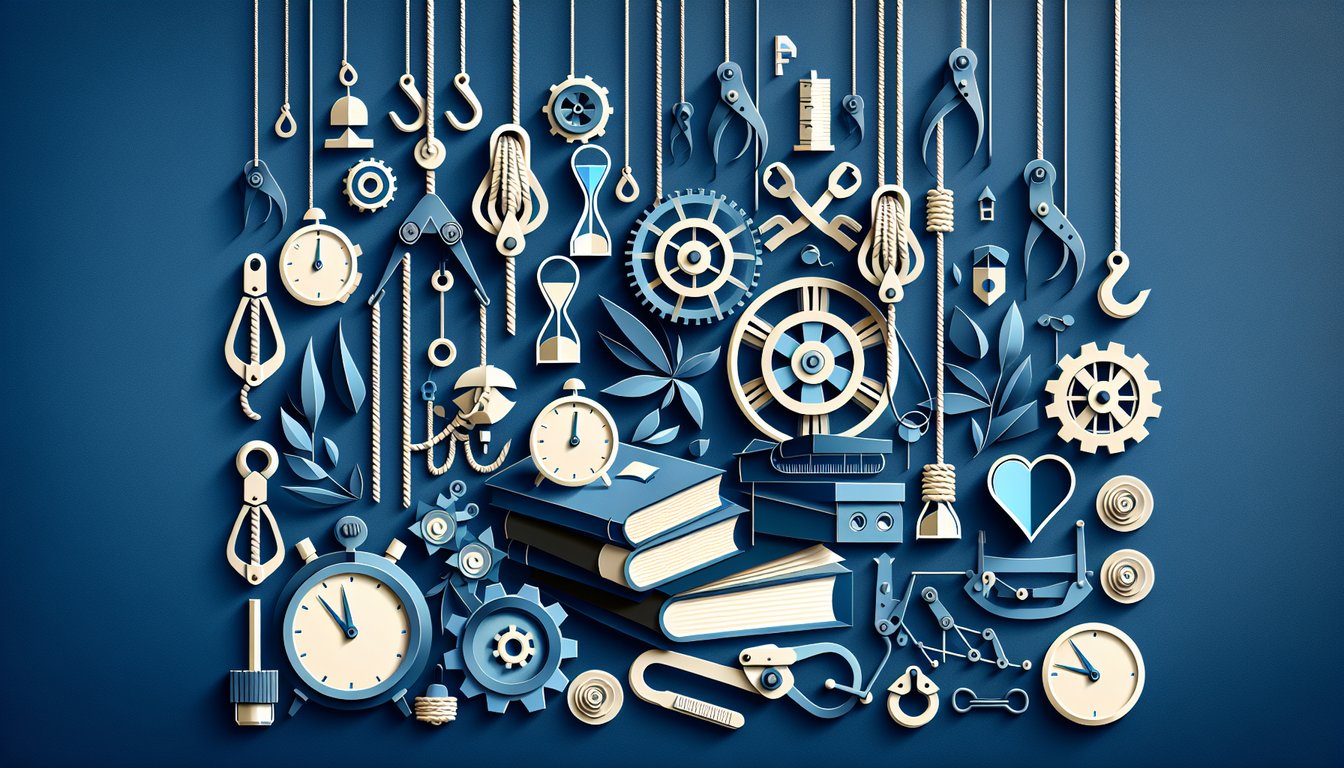Paper art promoting The Rigging Mastery Quiz for high school and college students.