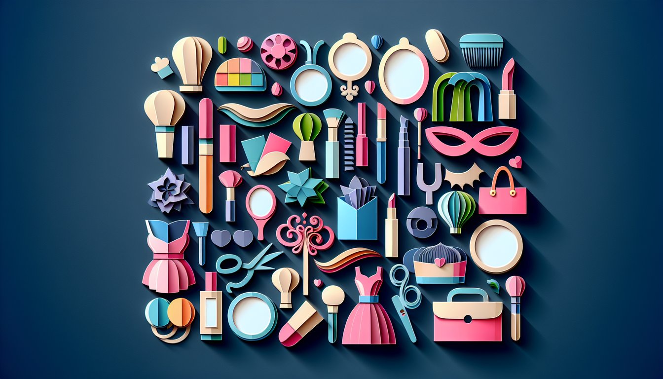 paper art collage of floral shapes feminine silhouettes on dark blue background for a beauty personality quiz