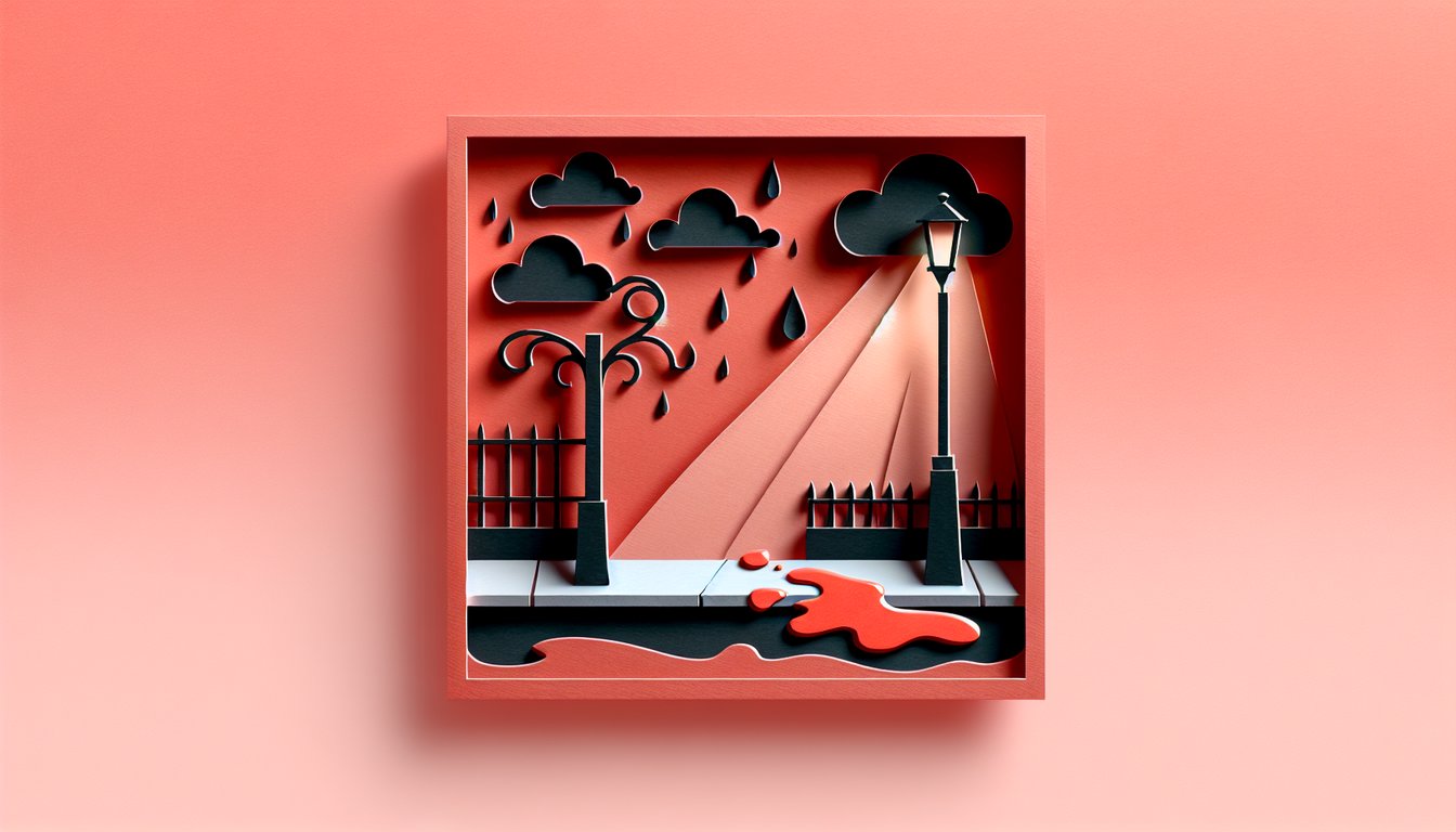 paper cut quiz title with bleeding sidewalk art on coral background