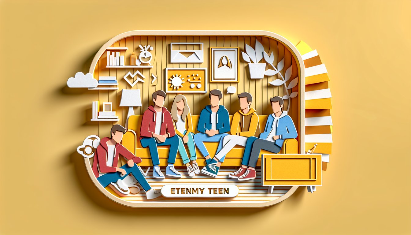 Paper art style illustration for Drake and Josh character quiz on golden yellow background.