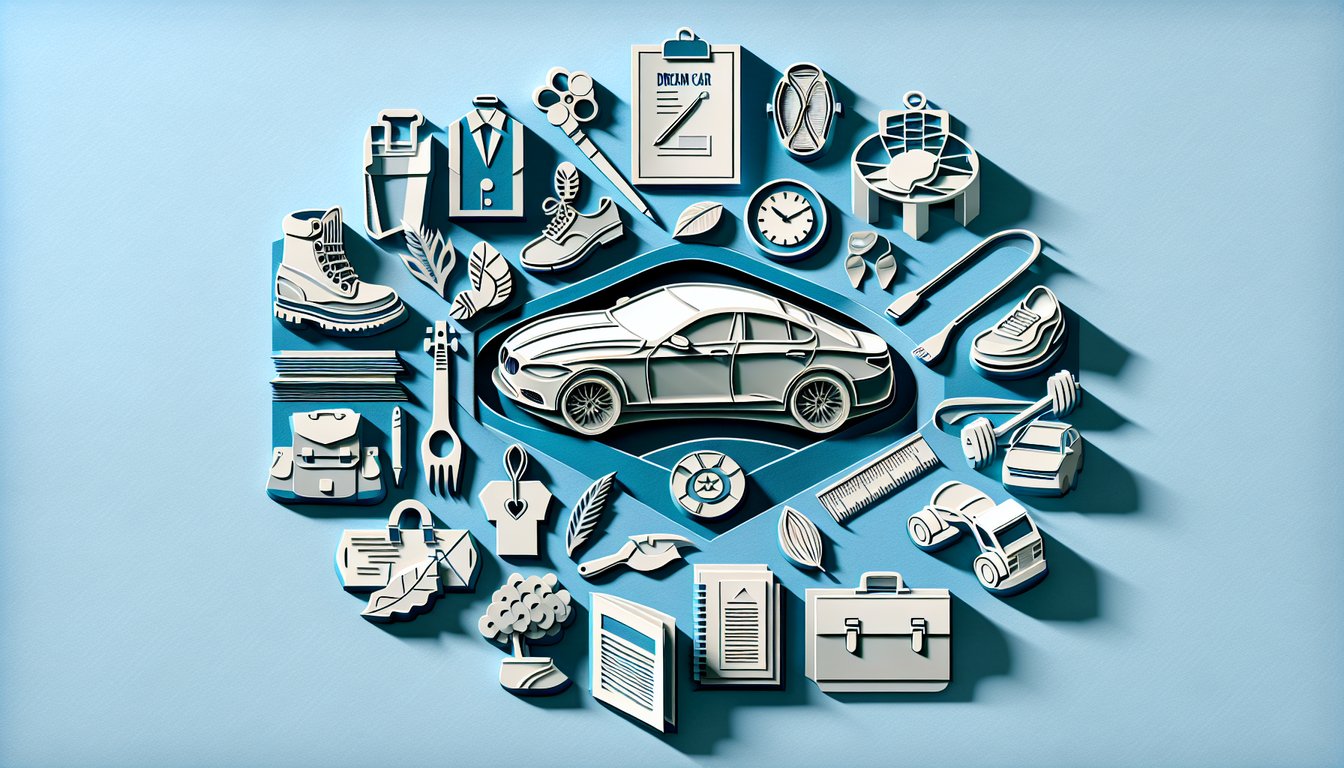 Paper art illustration stylized cars quiz header Whats My Dream Car match style personality on sky blue background