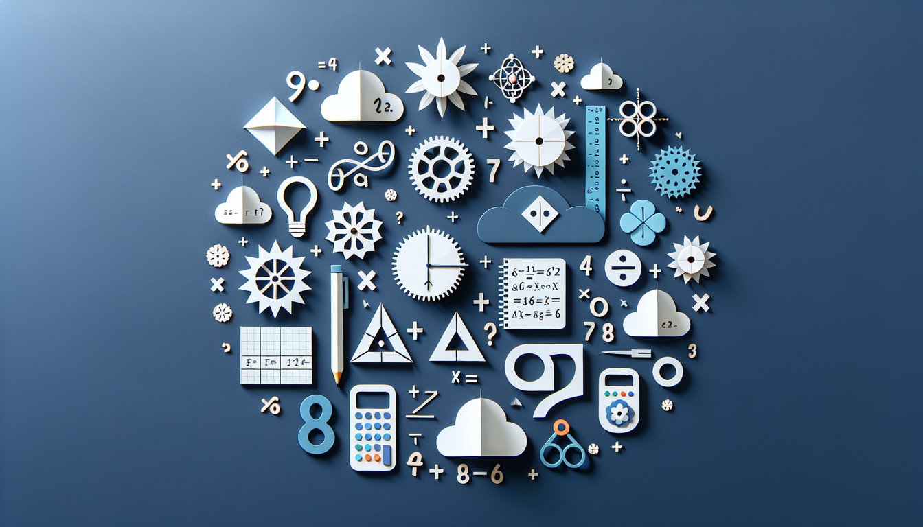 Colorful paper art promoting The Power Up Review algebra practice quiz for high school students.