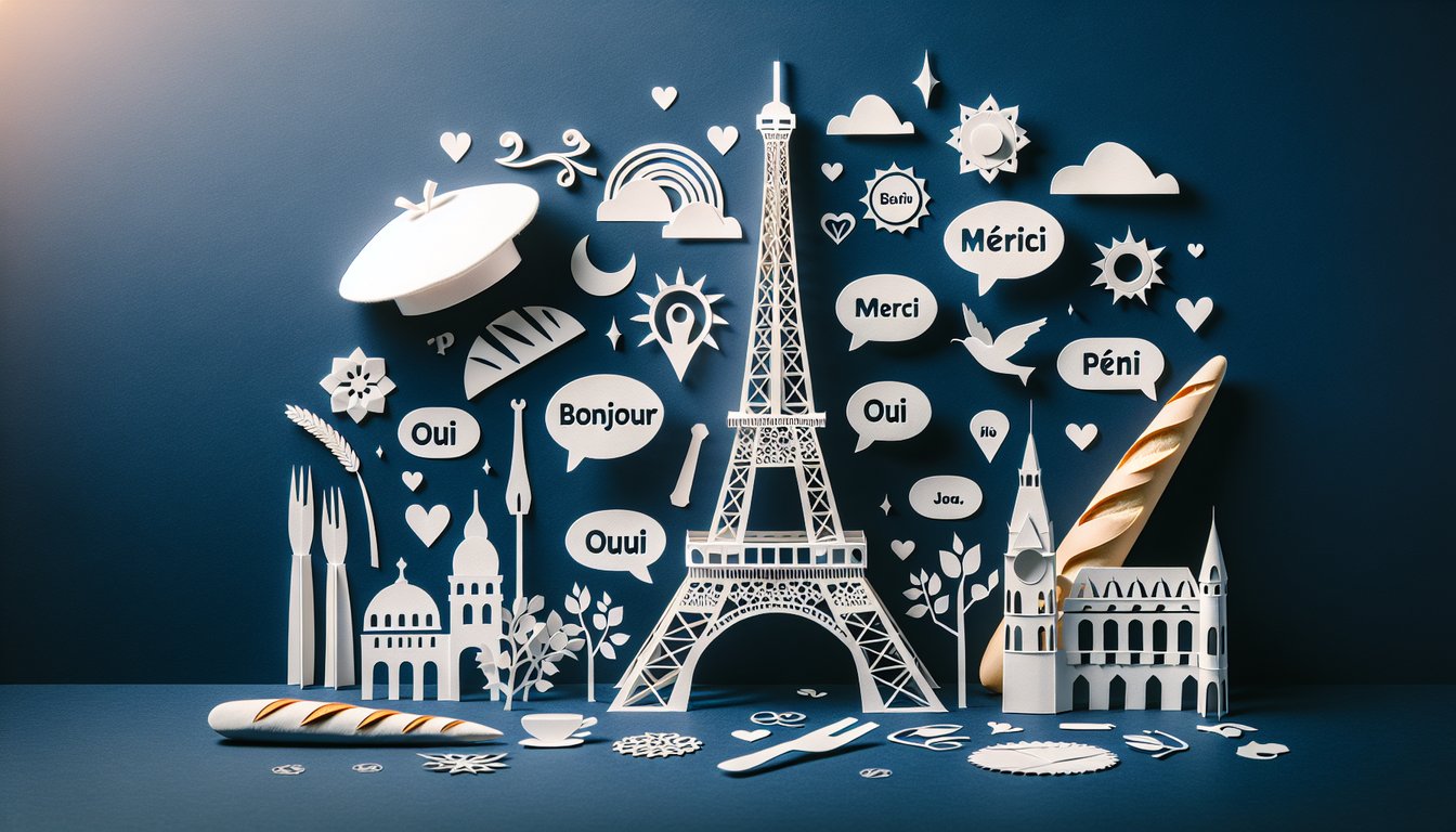 3D voxel art showcasing Elementary French I course material