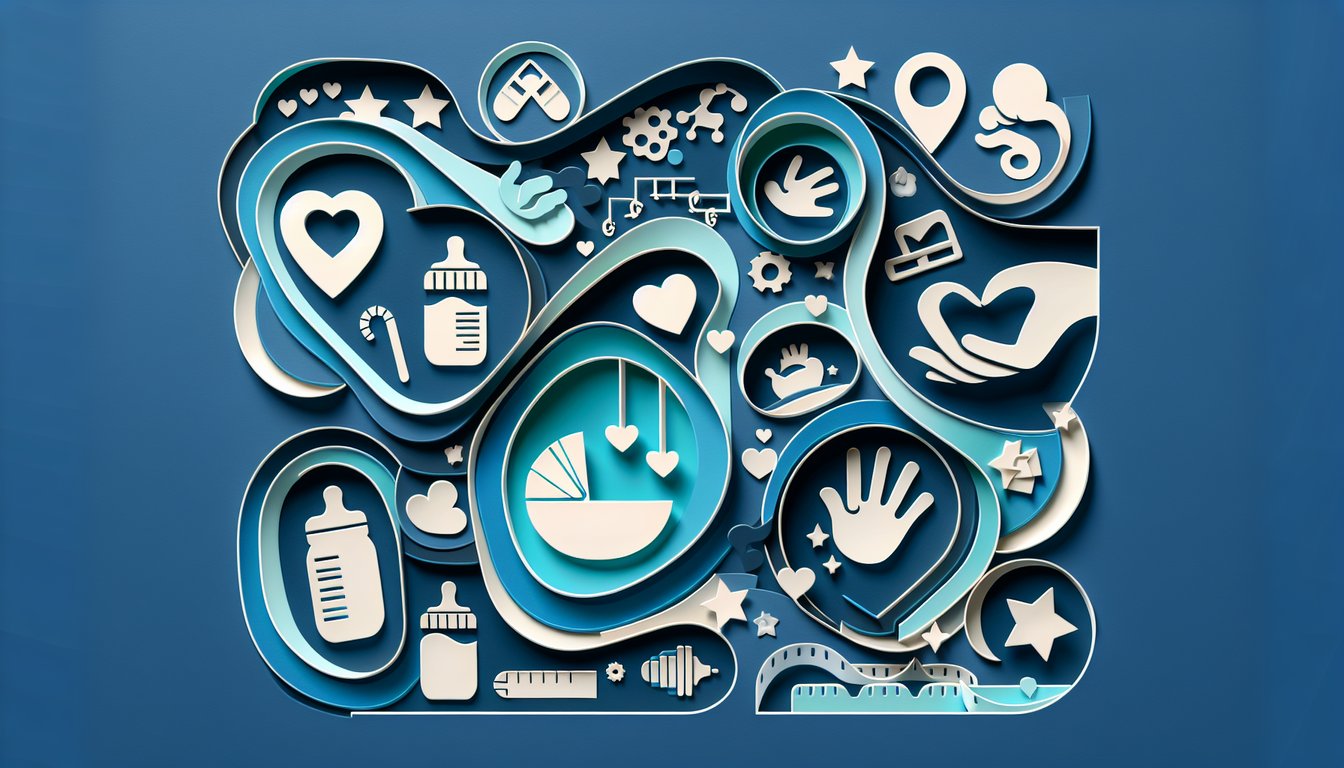 Paper art illustration for mom personality quiz on dark blue background